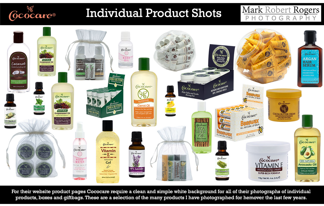 Photographs of individual products by Mark Rogers Product Photography